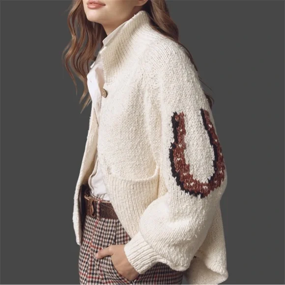 Anthropologie Horse Cardigan Graphic Western Pilcro Sweater